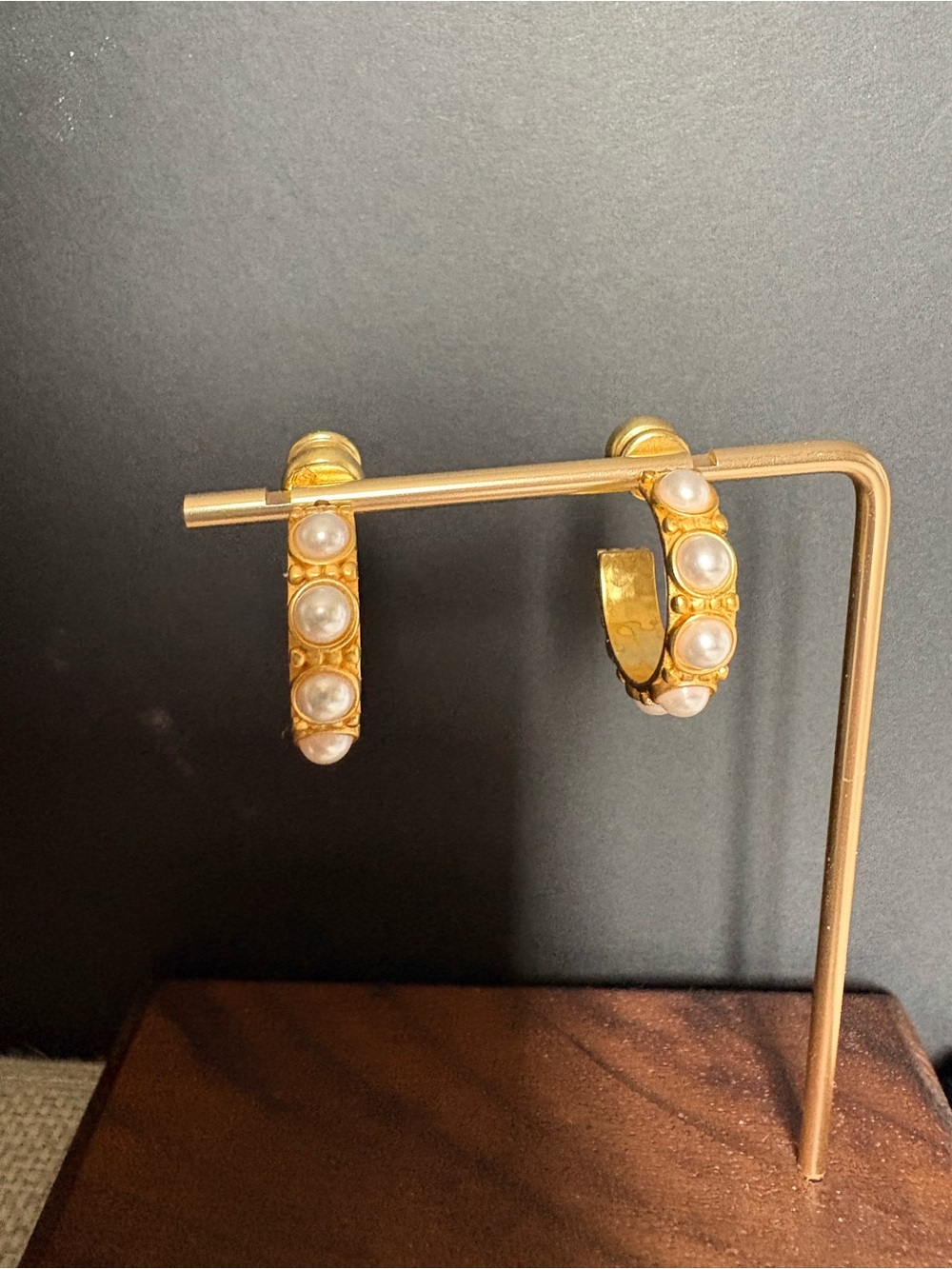 Julie Vos Gold Hoop Earrings with White Pearls